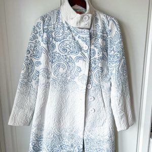 Desigual Coat, Size 40 (L), White and Light Blue